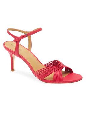 REFORMATION Pia Knotted Heeled Sandals Size 10.5 Bright Rose Pink Leather NEW